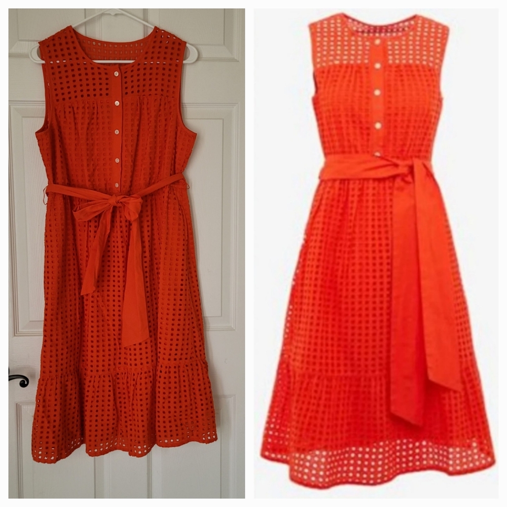 J. Crew Summer Orange Eyelet Dress 12